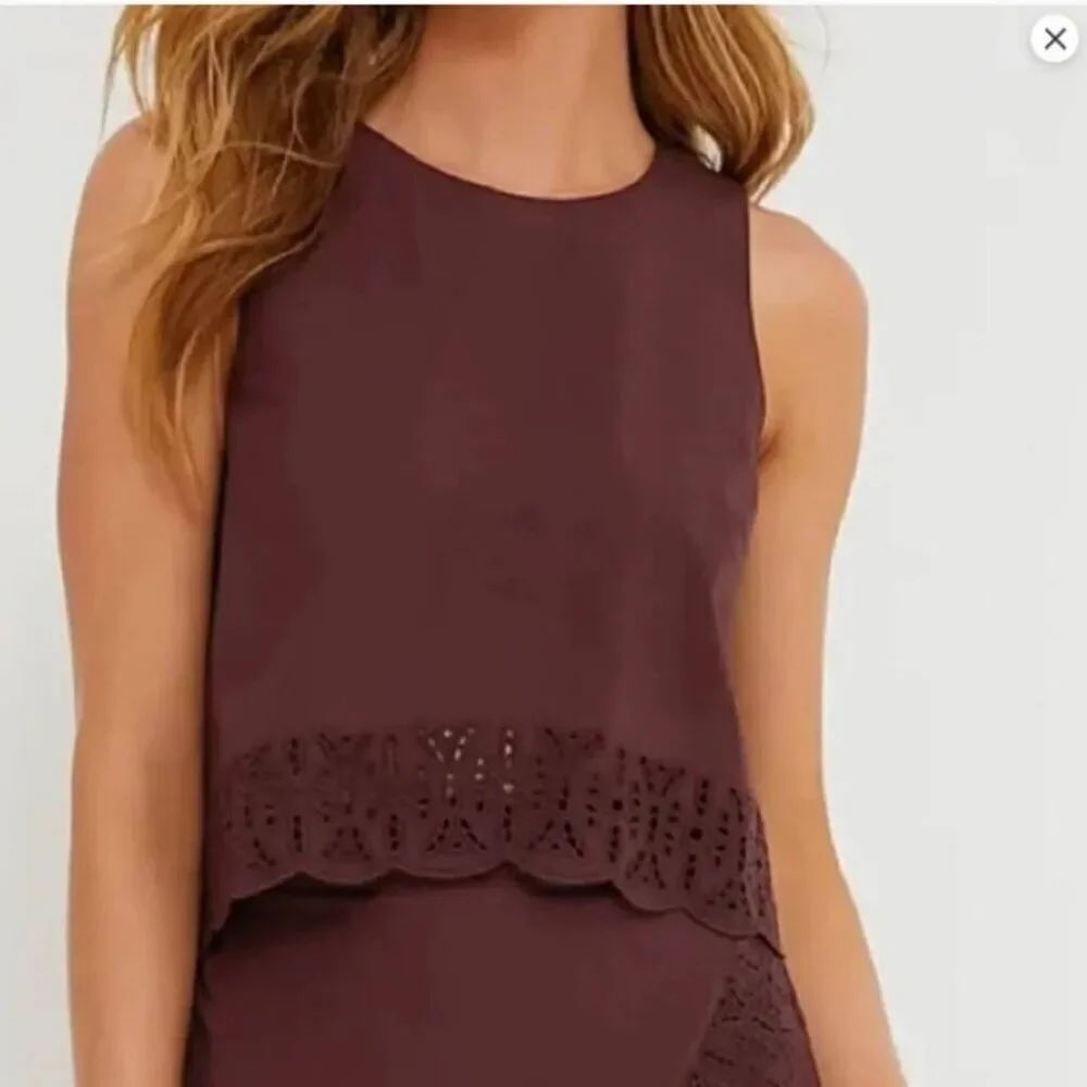 NWT - Tuckernuck - Oxblood Eyelet Laurie Top - Size XXS